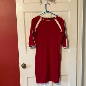 Moda International Red Midi Dress with White Trim